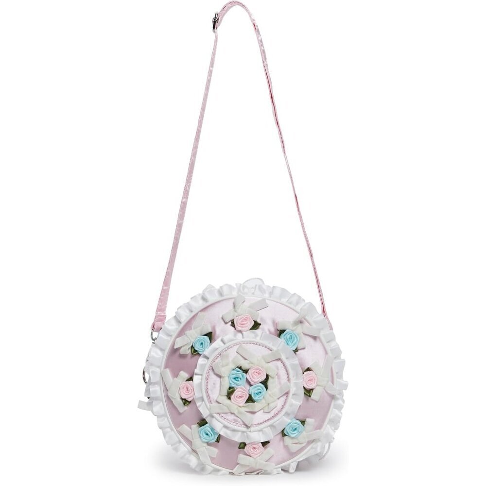 Cake Crossbody Bag Women's Whimsical Dessert Purse with Satin Bows Roses